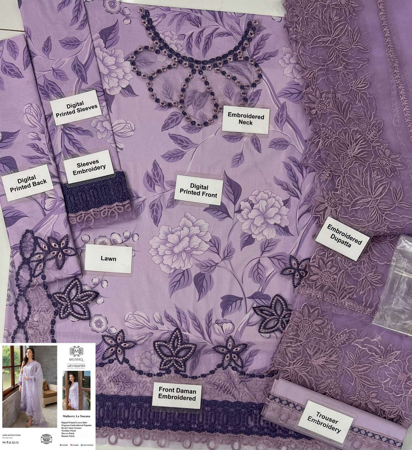 Mushq Purple Printed Lawn Collection Replica