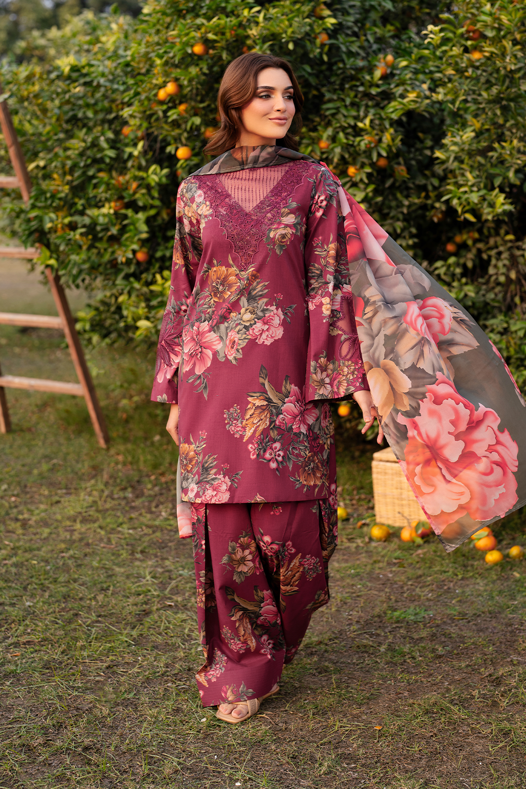 Iznik | Maroon - Lawn Collection Replica