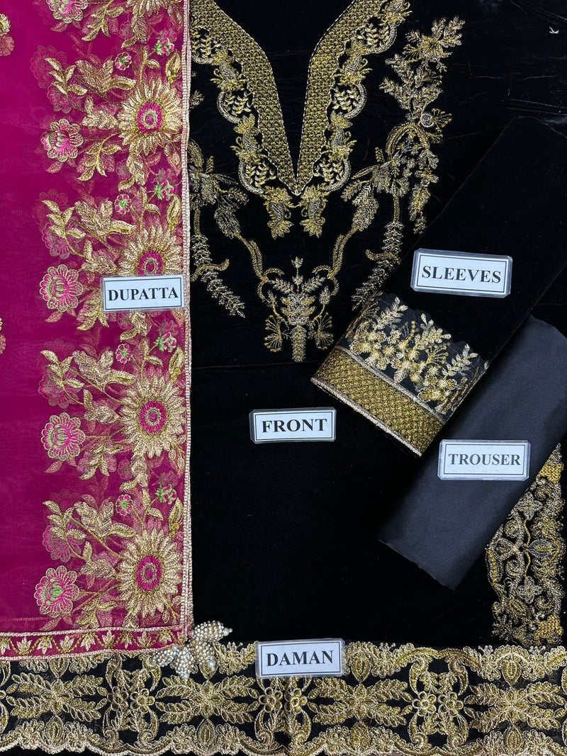 Ammara Khan Black Velvet Formal Collection Replica