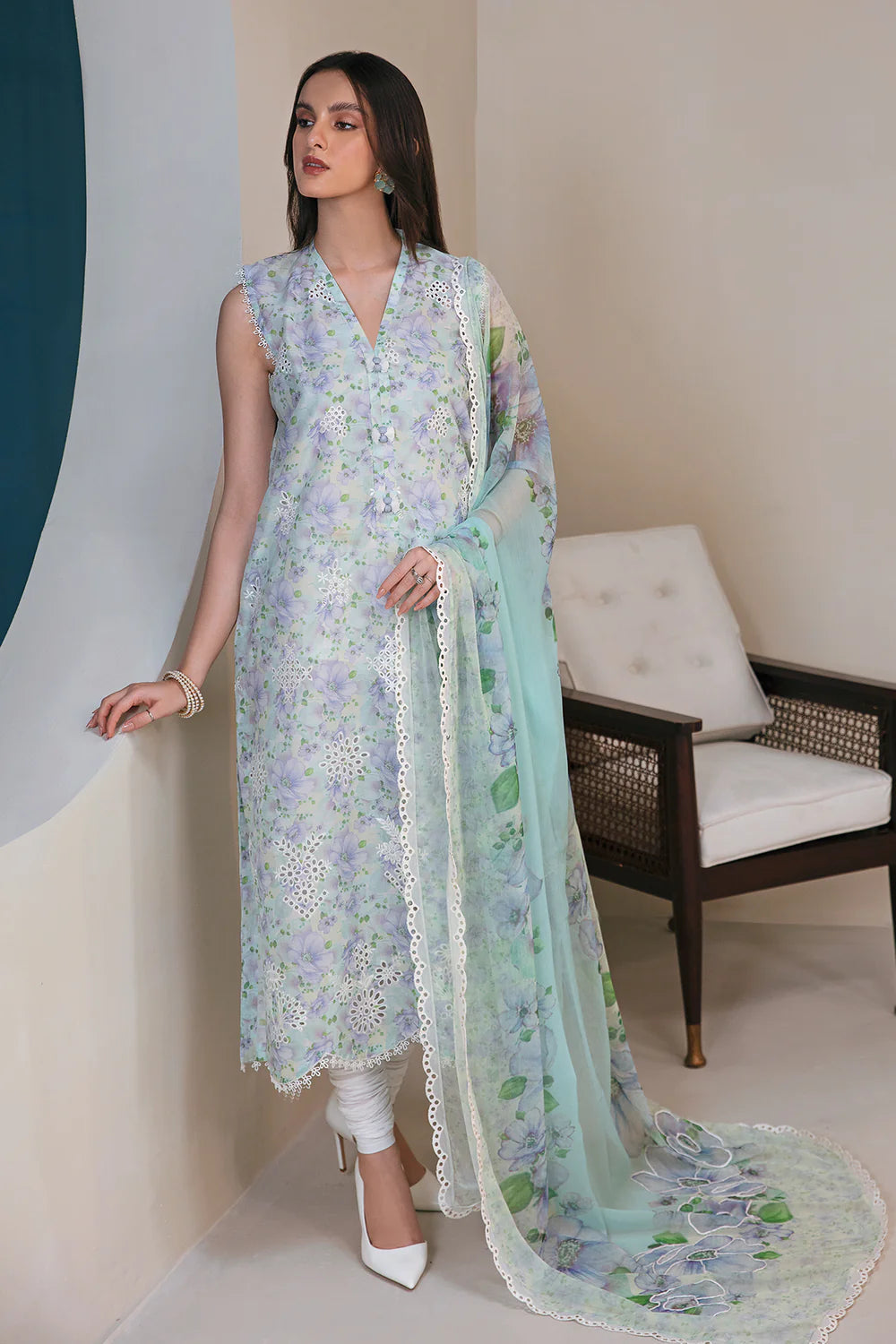 Baroque Sky Blue Printed Lawn Collection Replica