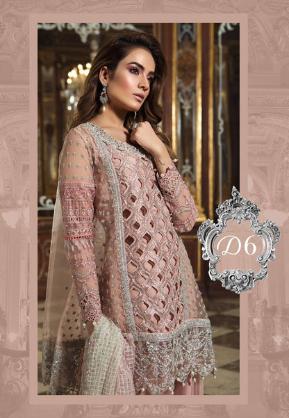 Maria B Pink Net Gharara Bridal Collection Replica