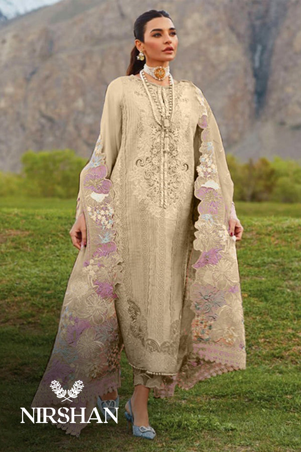 Crimson | Beige - Embroidered Cotton Collection Replica