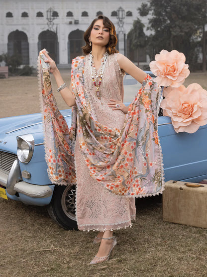 Faiza Faisal Peach Luxury Lawn Collection Replica