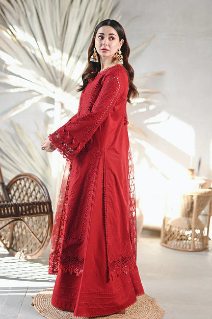 Qalamkar Red Chikankari Formal Collection Replica