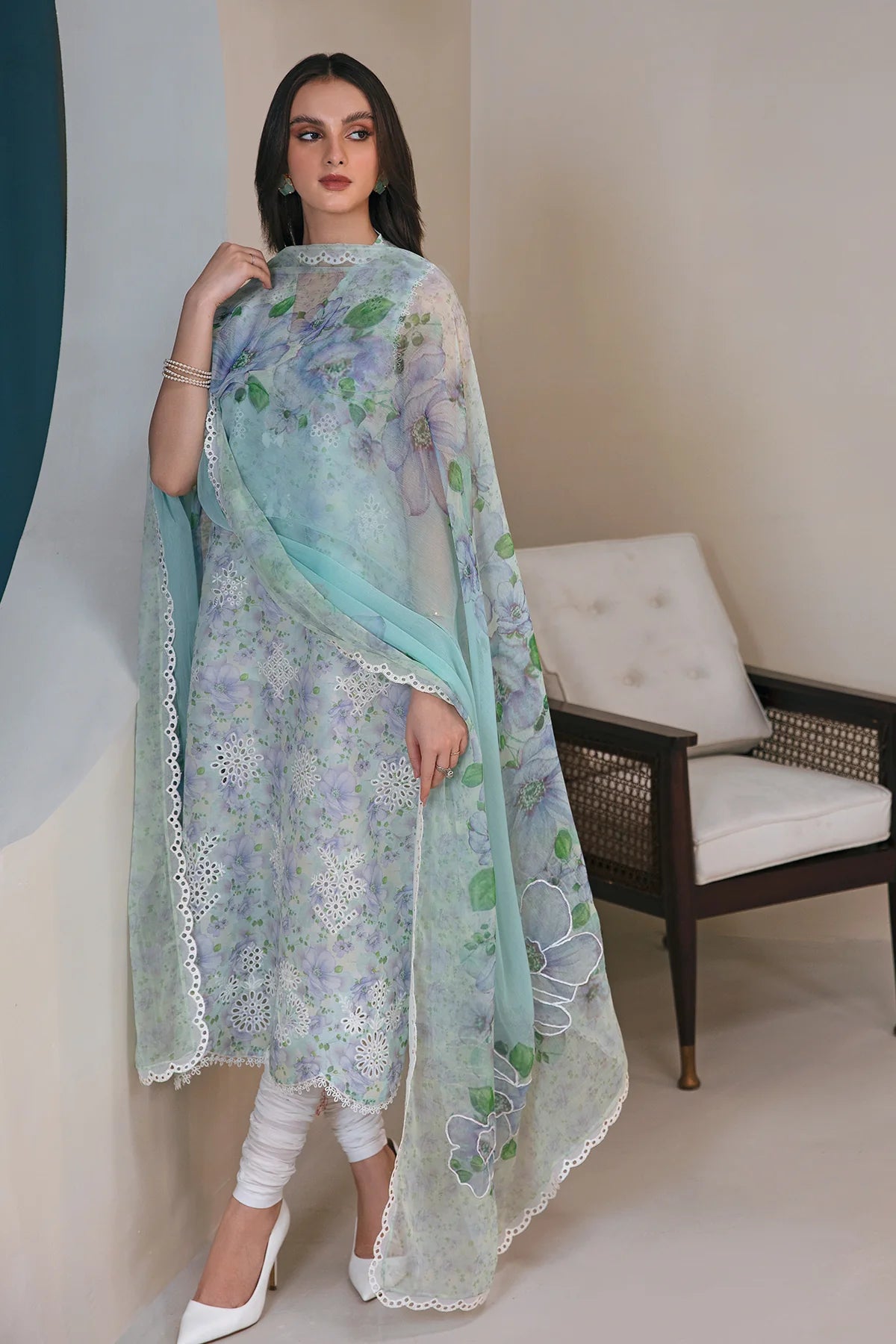 Baroque Sky Blue Printed Lawn Collection Replica