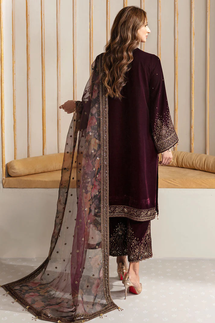 Jazmin Maroon Velvet Formal Collection Replica