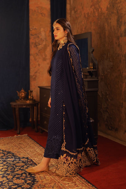 Azure Navy Blue Chiffon Formal Collection Replica