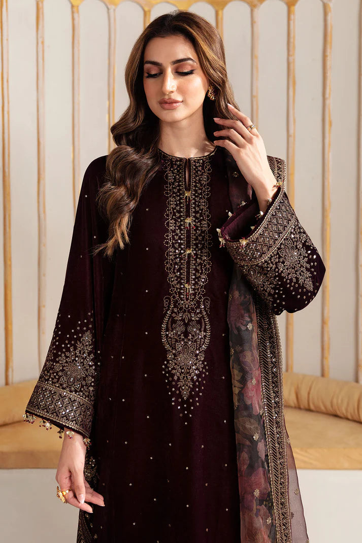 Jazmin Maroon Velvet Formal Collection Replica