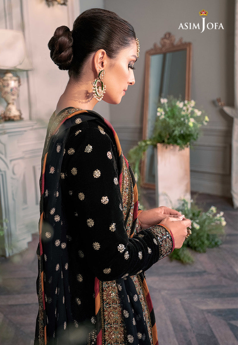 Asim Jofa Navy Blue Velvet Formal Collection Replica