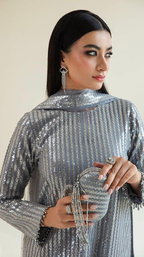 Baroque Grey Chiffon Formal Collection Replica