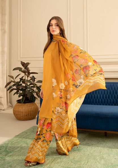 Lulusar Yellow Printed Silk Collection Replica