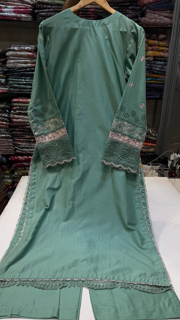 QALAMKAR LAWN 2PC RTW SB02 (Pistachio)