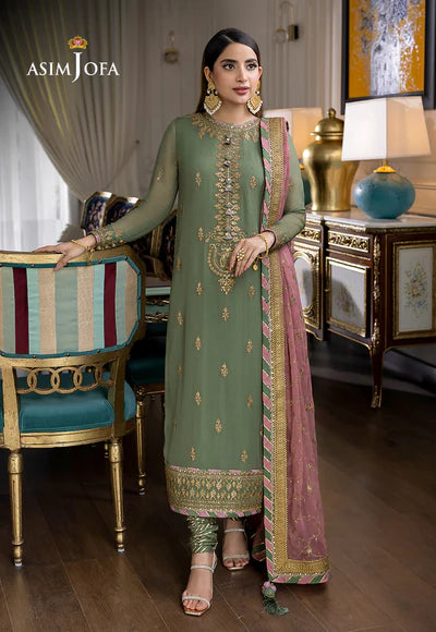 Asim Jofa Green Chiffon Formal Collection Replica