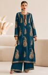 ETHNC SILK E-623 KAFTAN 2PC UNSTICHED (dark blue)