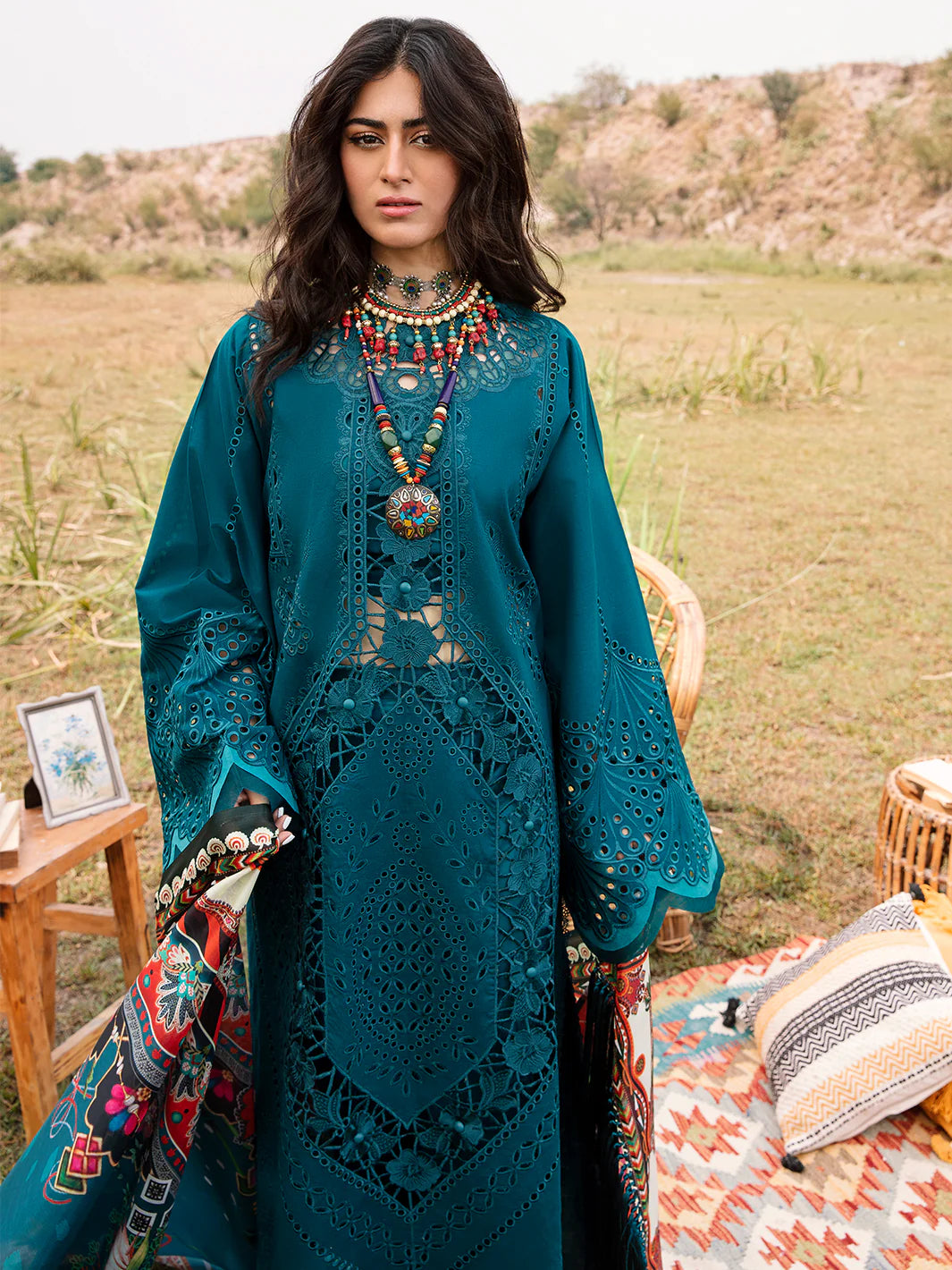 Bin Ilyas Blue Embroidered Luxury Lawn Collection Replica