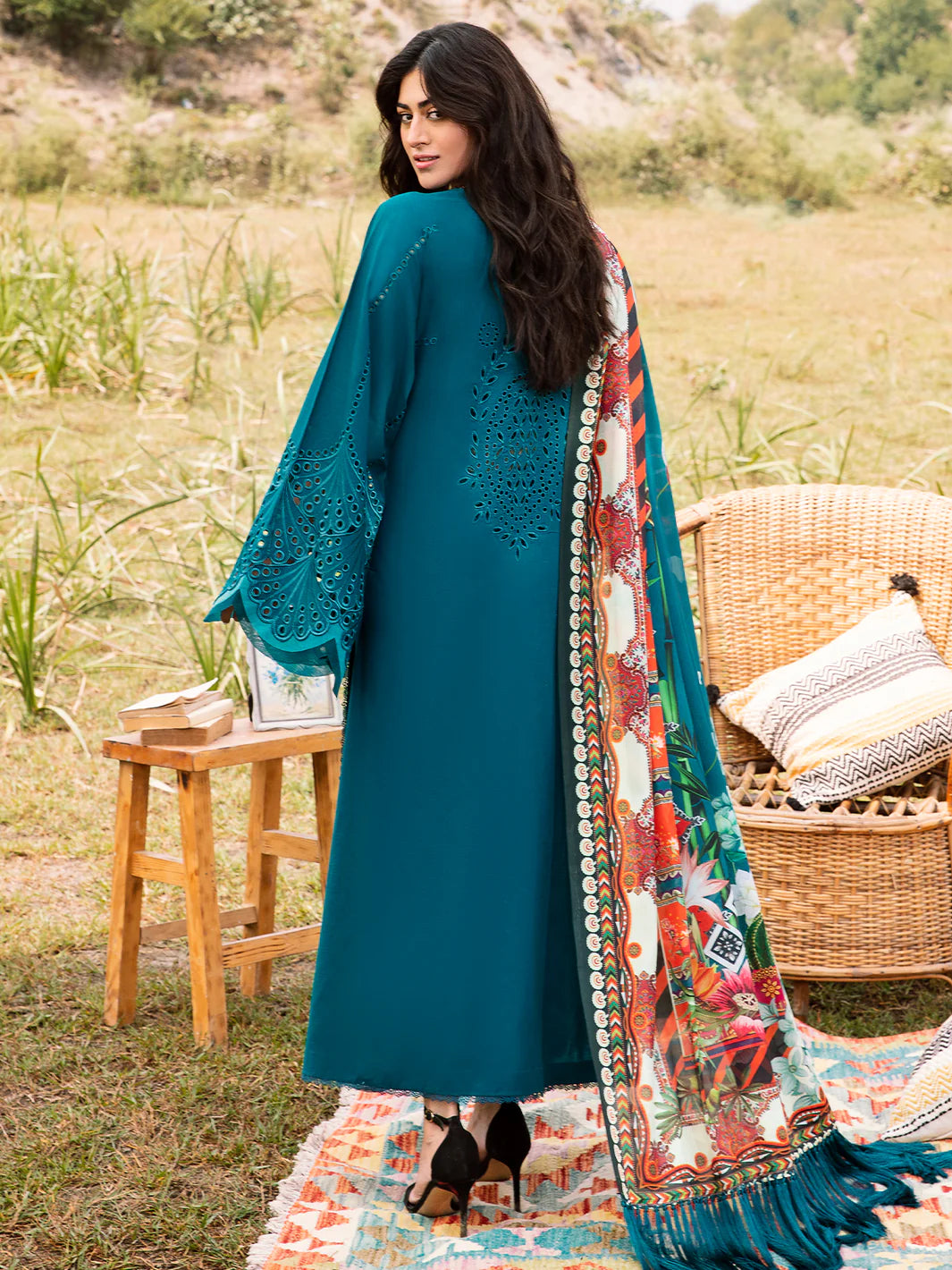 Bin Ilyas Blue Embroidered Luxury Lawn Collection Replica