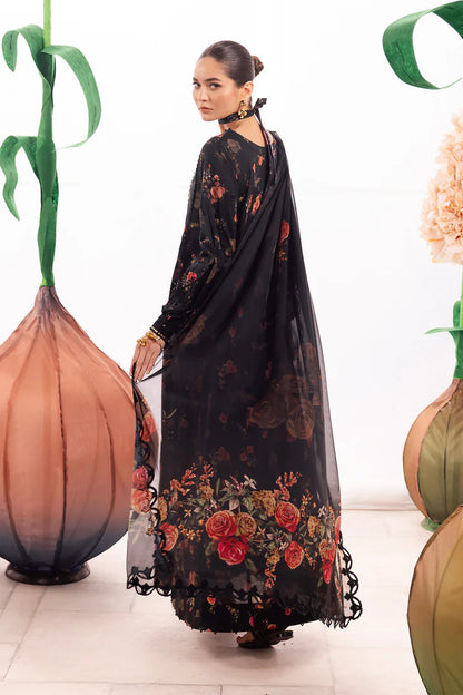 Iznik Black Chikankari Embroidered Printed Lawn Collection Replica