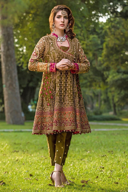 Aisha Imran Gold Embroidered Chiffon Collection Replica