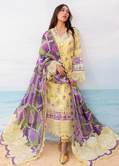 Nureh Yellow Digital Printed Lawn Collection Replica