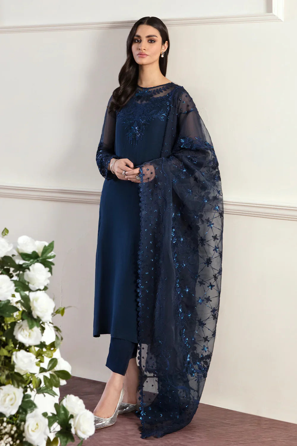 Baroque Blue Chiffon Formal Collection Replica