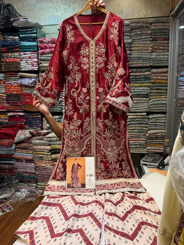 ETHNC SILK KAFTAN 2PC E-1212 STICHED