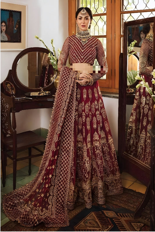 Afrozeh Red Net Bridal Collection Replica