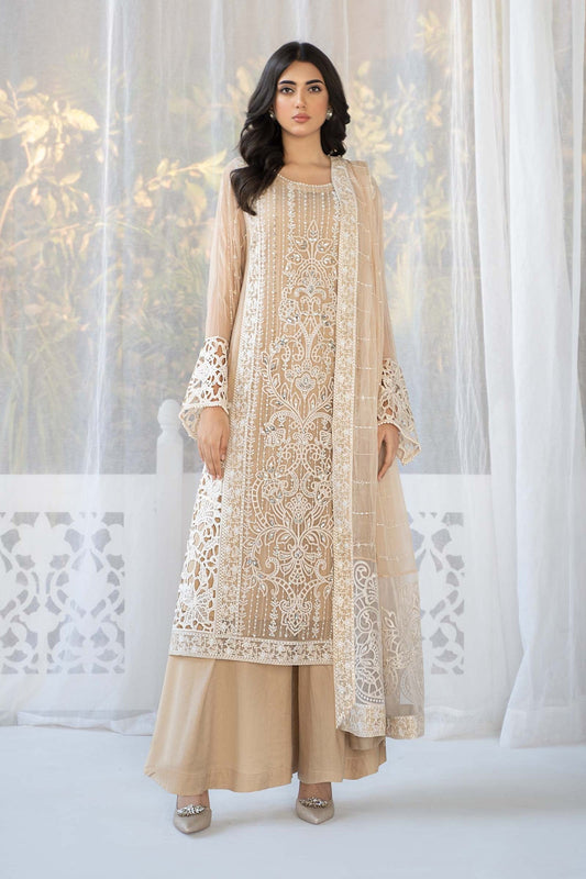 Maria B Beige Chiffon Formal Collection Replica