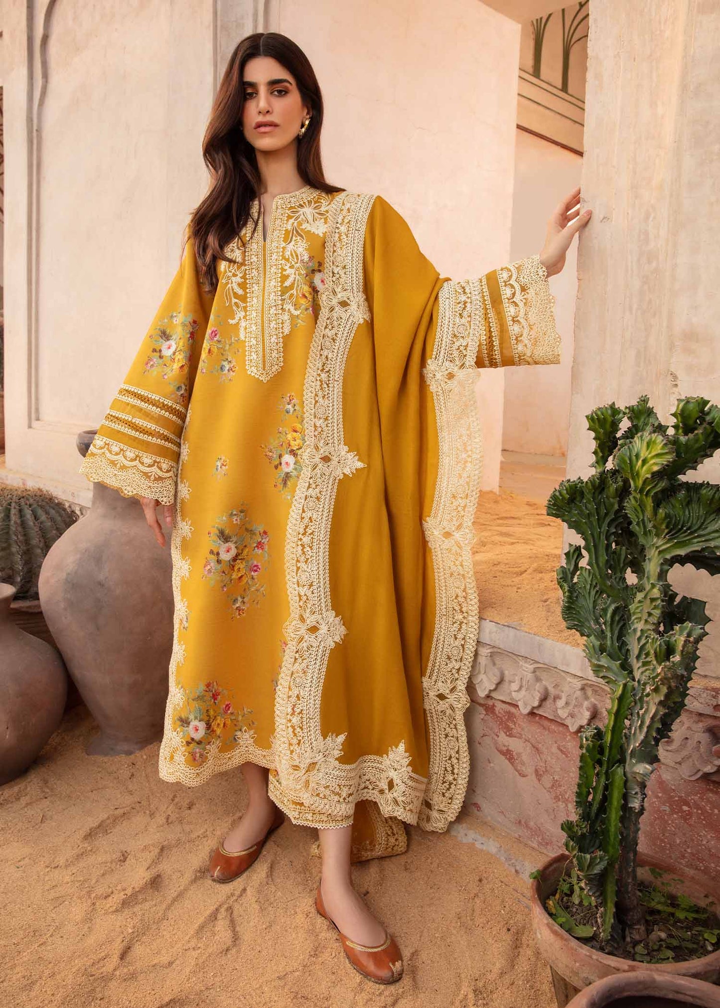 Crimson X Saira Shakira Mustard Luxury Lawn Collection Replica