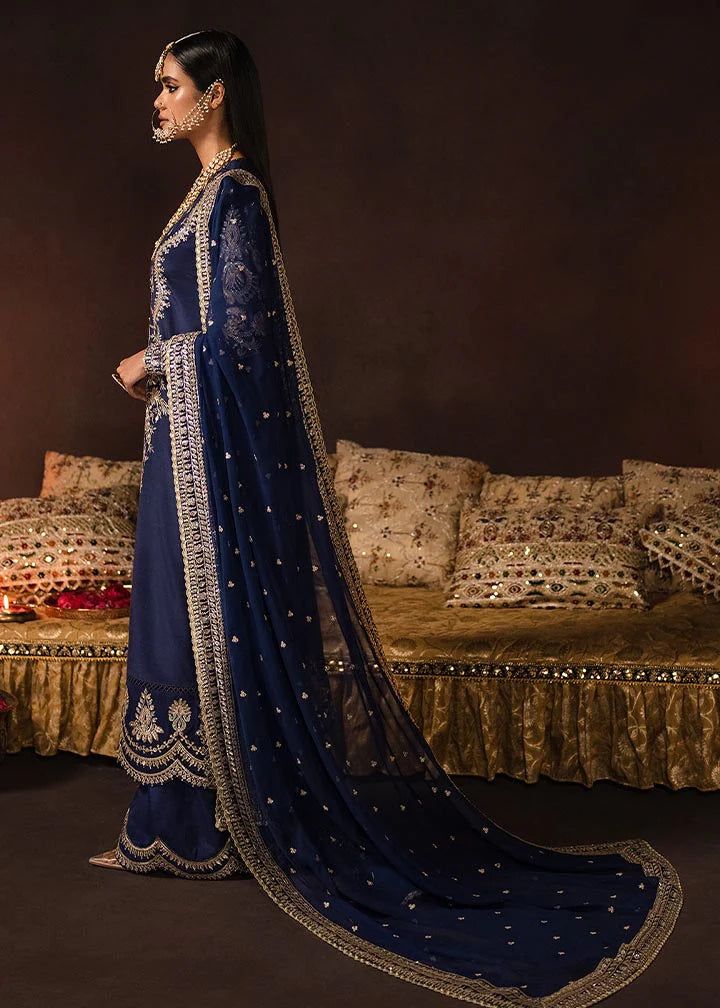 Afrozeh Blue Velvet Formal Collection Replica