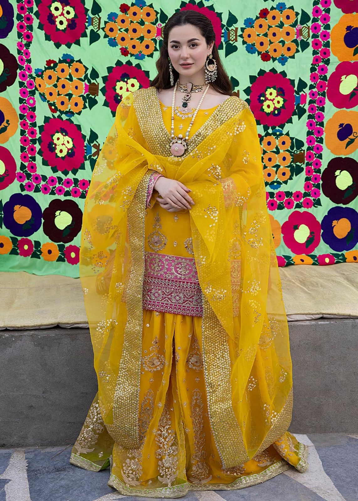 Nirshan Yellow Organza Bridal Collection Replica