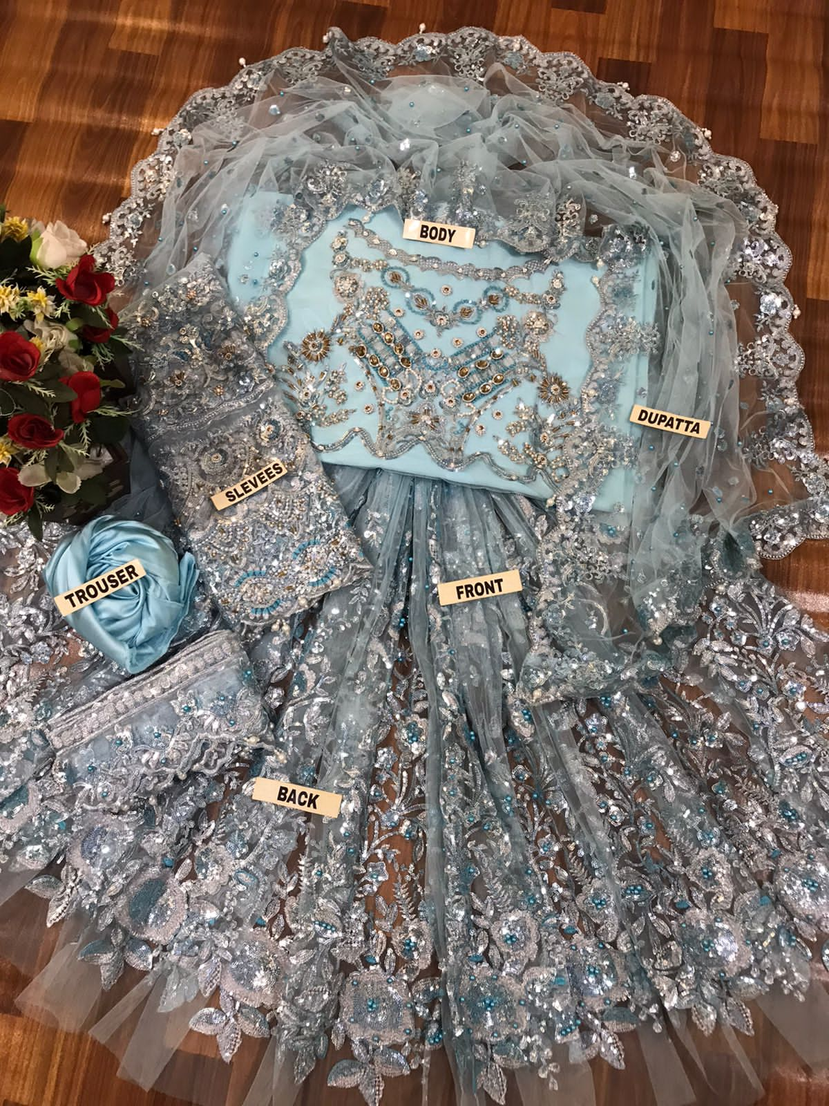 Imrozia Blue Bridal Collection Net Replica