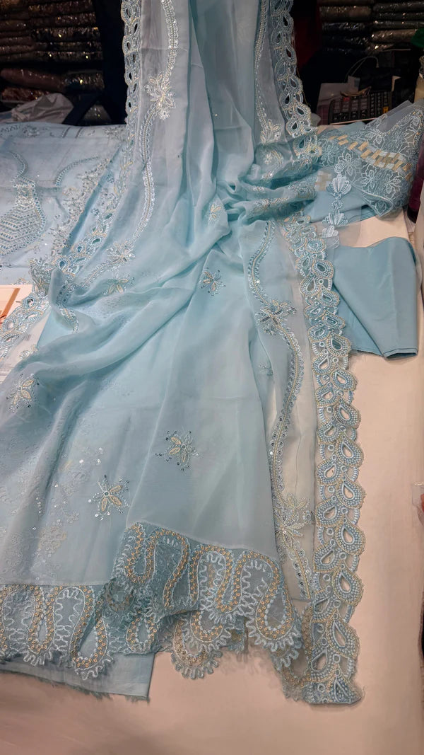 Qalamqar Lawn FK-10-B Zoe (Pastel Blue Edition)