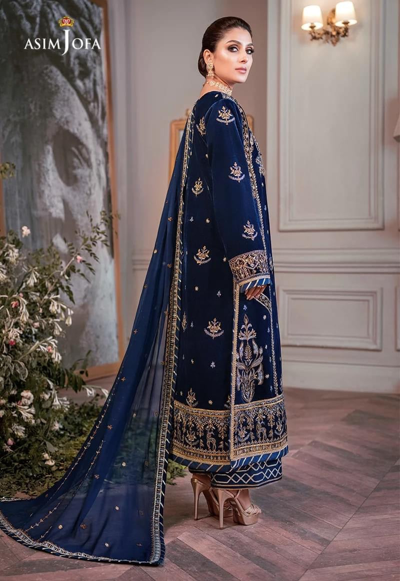 Asim Jofa Blue Velvet Formal Collection Replica