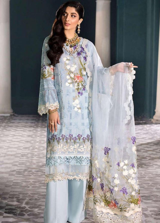 Elaf Sky Blue Luxury Lawn Collection Replica