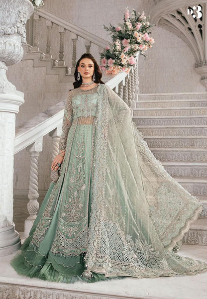 Maria B Sea Green Net Maxi Bridal Collection Replica