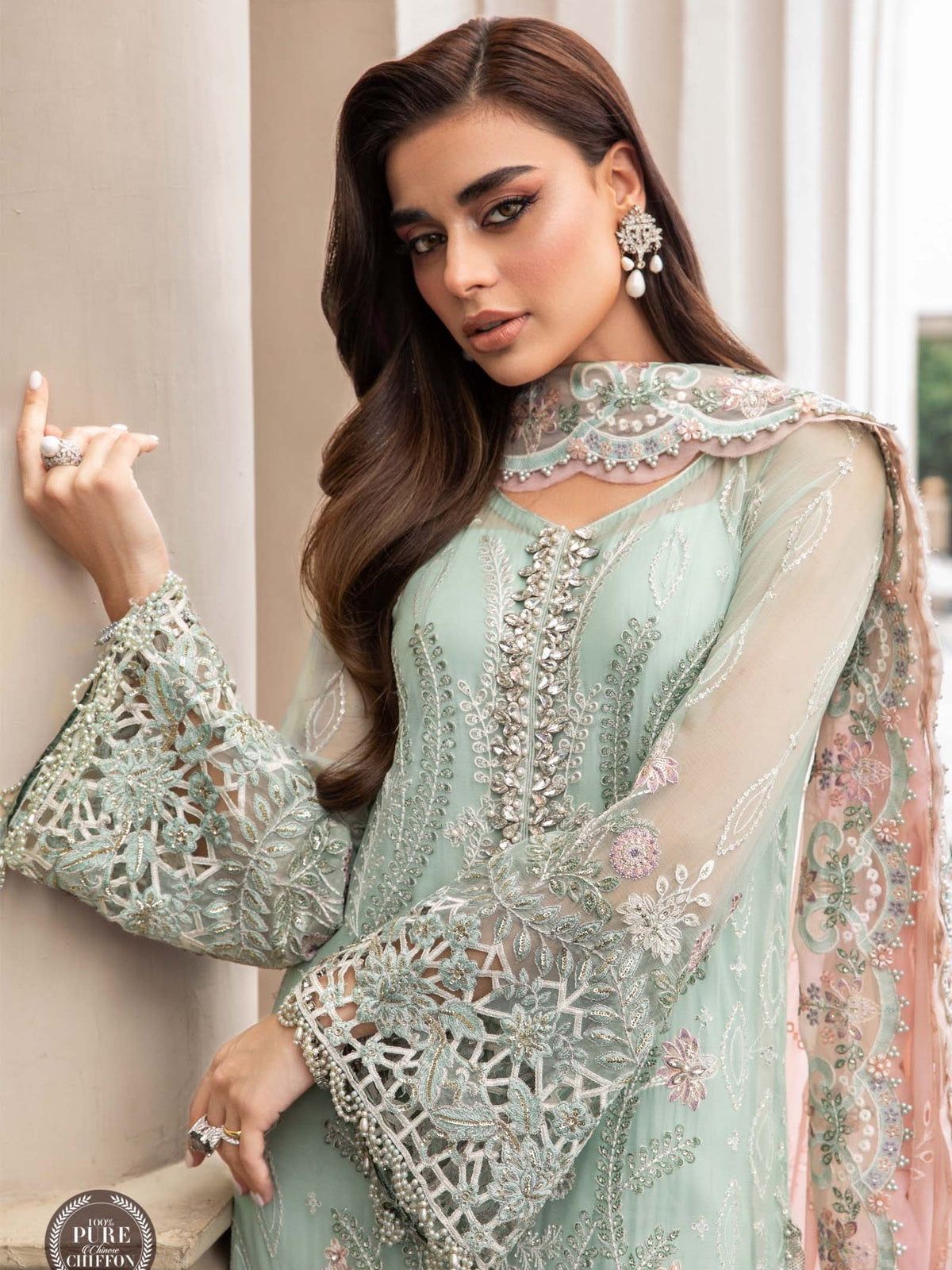 Maria B Seagreen Exclusive Formal Collection Chiffon Replica