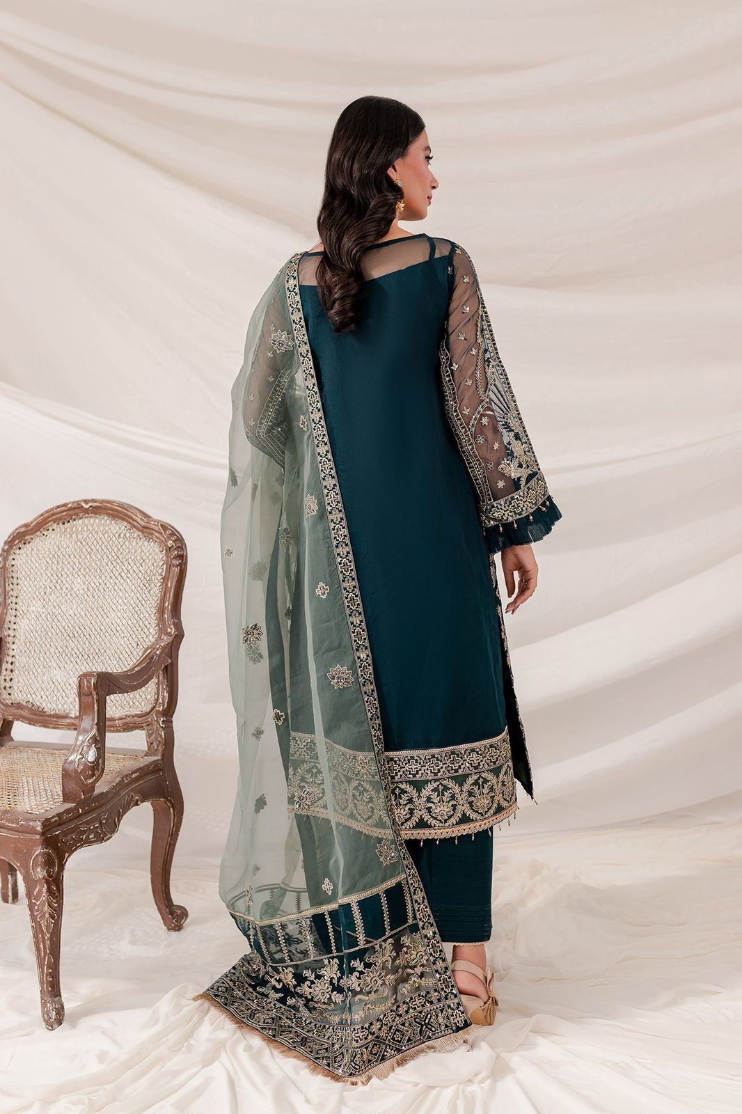 Farasha Blue Organza Formal Collection Replica