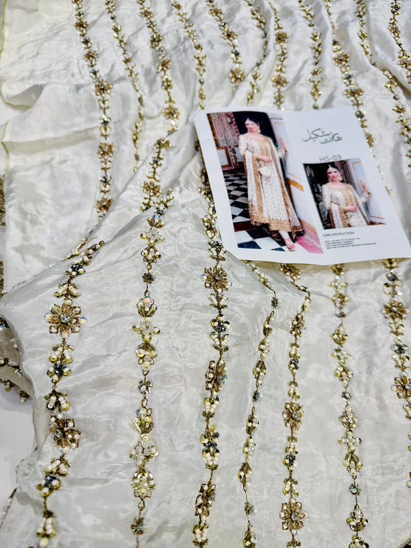 HARIS SHAKEEL TESSEL SILK IVORY GOLD