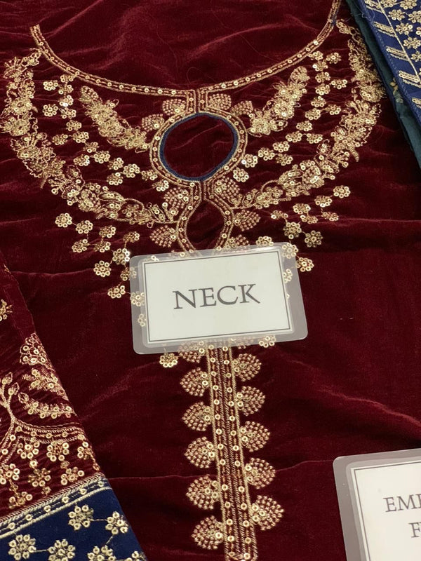 Jazmin Maroon Velvet Formal Collection Replica