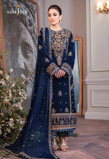 Asim Jofa Blue Velvet Formal Collection Replica