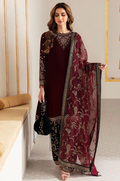 Jazmin Maroon Velvet Formal Collection Replica