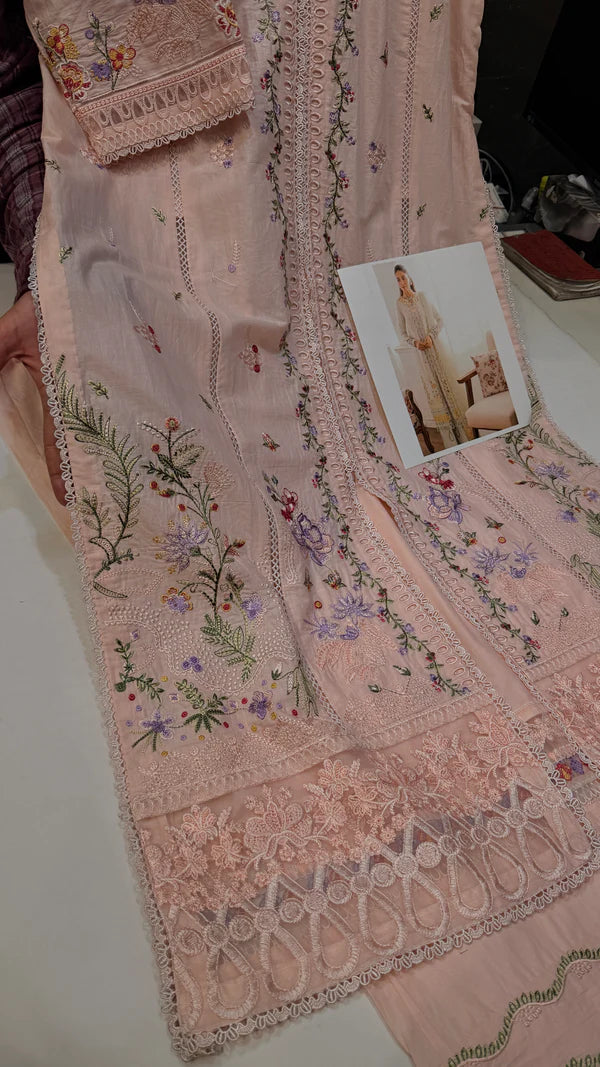 QALAMKAR LAWN RIMSHA RTW (Peach Edition)
