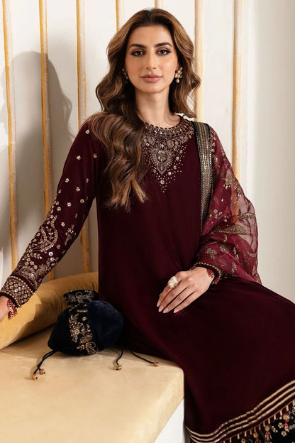 Jazmin Maroon Velvet Formal Collection Replica