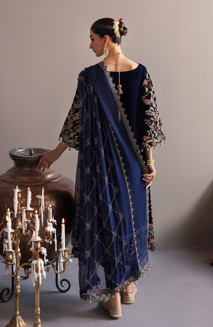 Emaan Adeel Navy Blue Velvet Formal Collection Replica