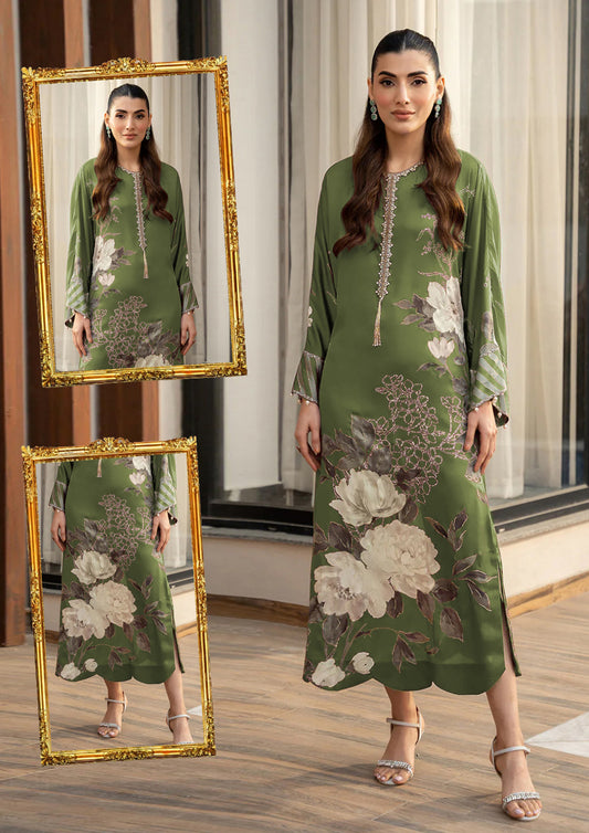 Lulusar Green Digital Printed Silk Collection Replica