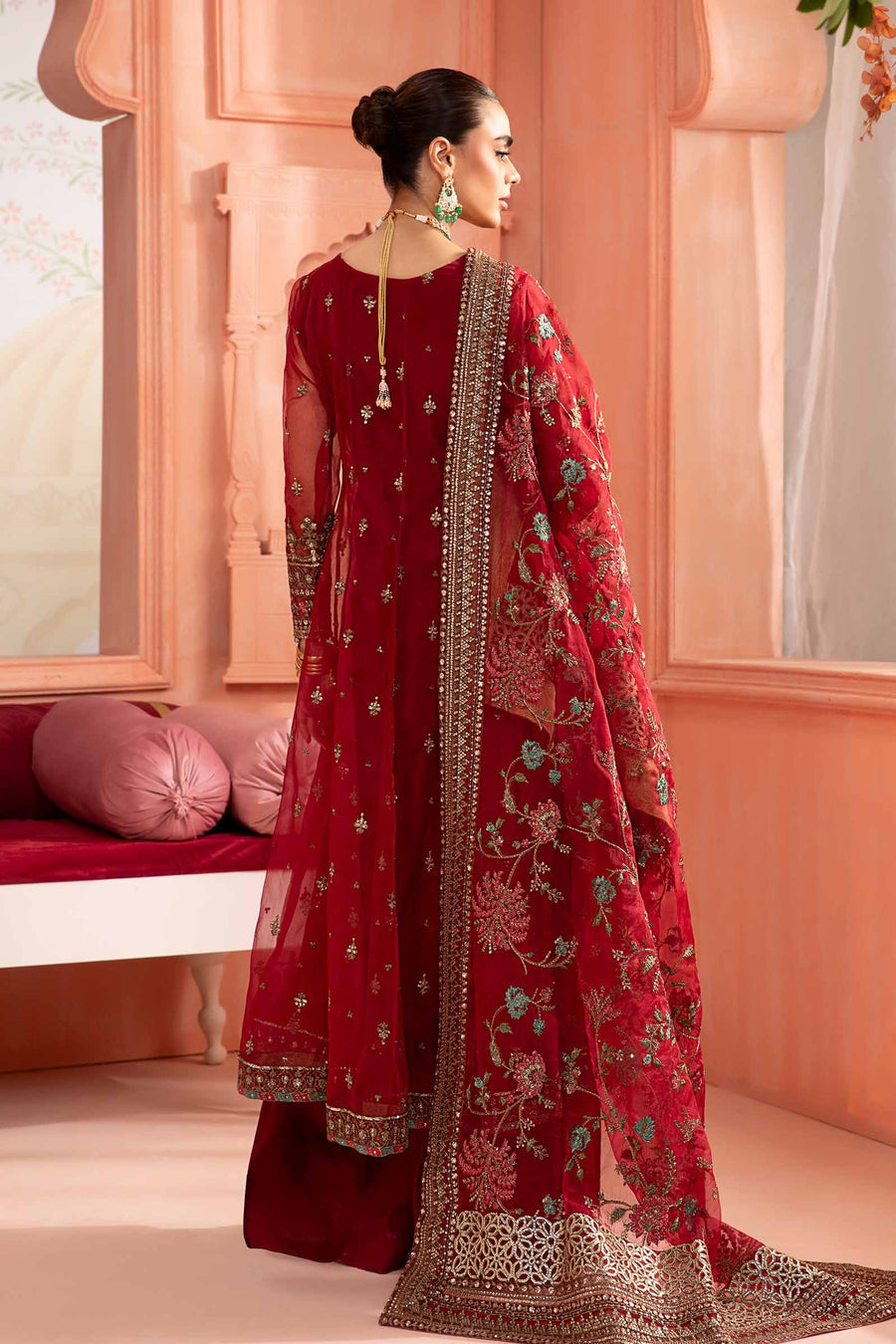 Maria B Red Chiffon Formal Collection Replica