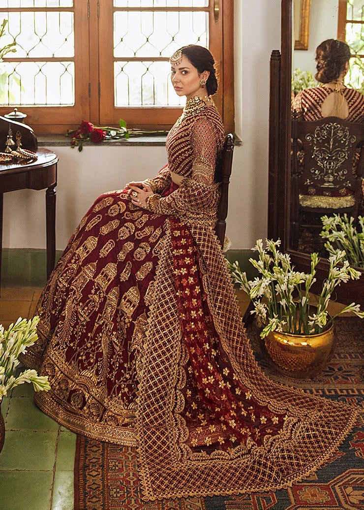 Afrozeh Red Net Bridal Collection Replica