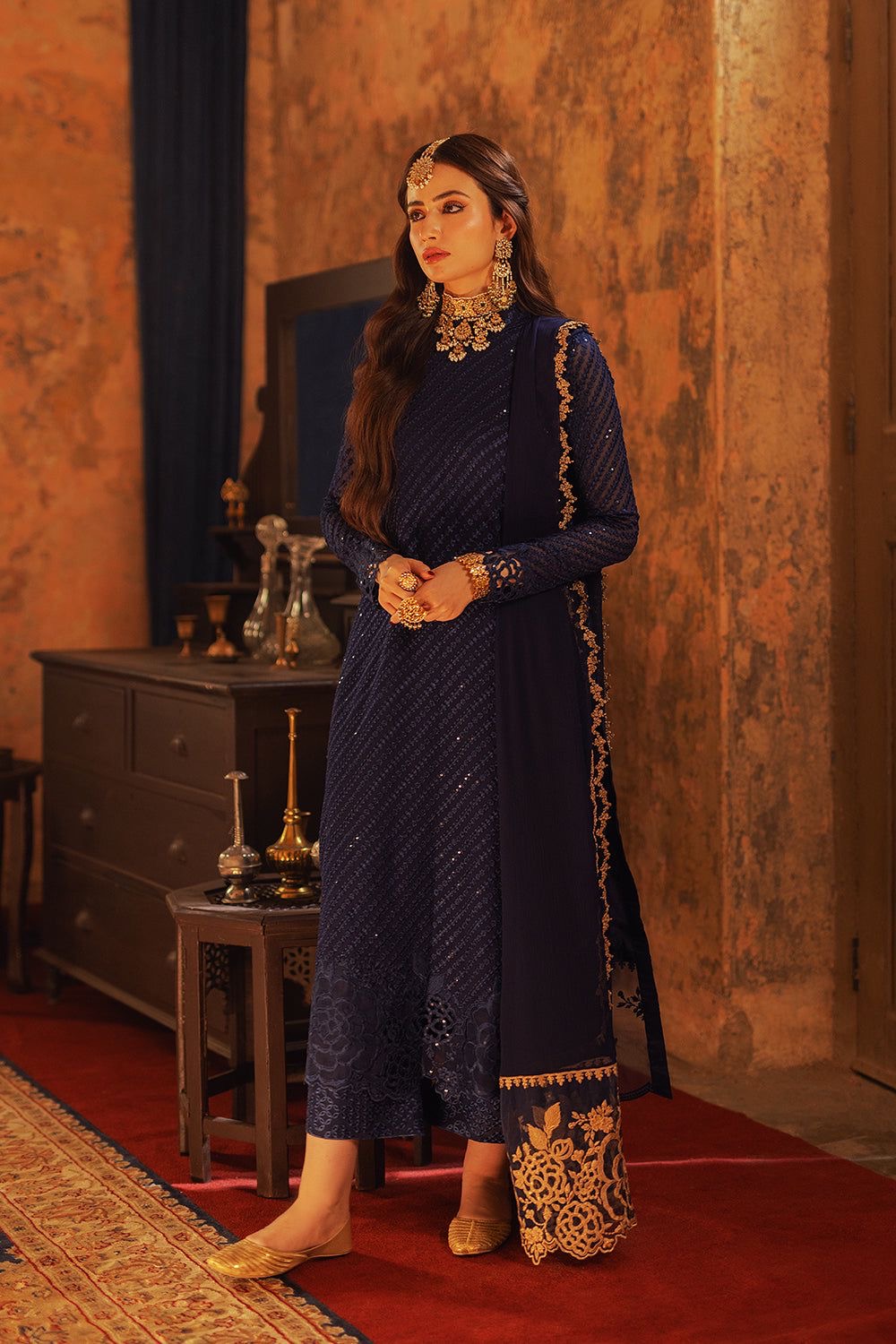 Azure Navy Blue Chiffon Formal Collection Replica