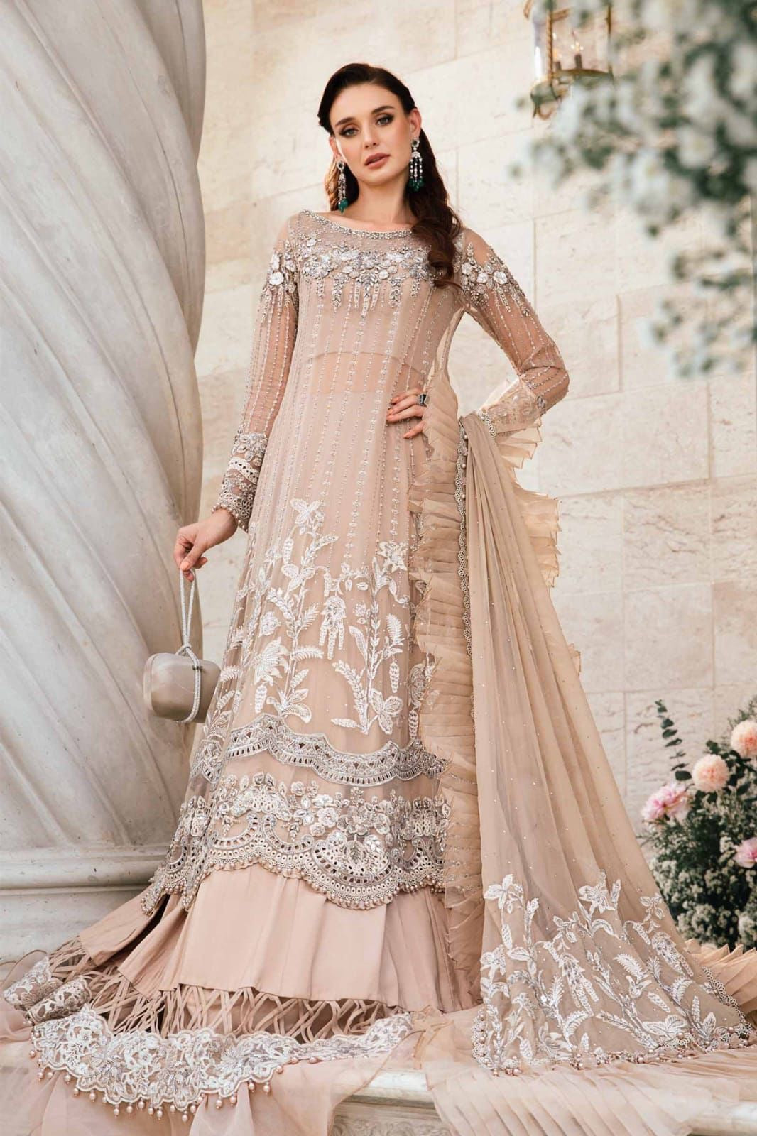 Maria B Skin Chiffon Bridal Collection Replica Nirshan