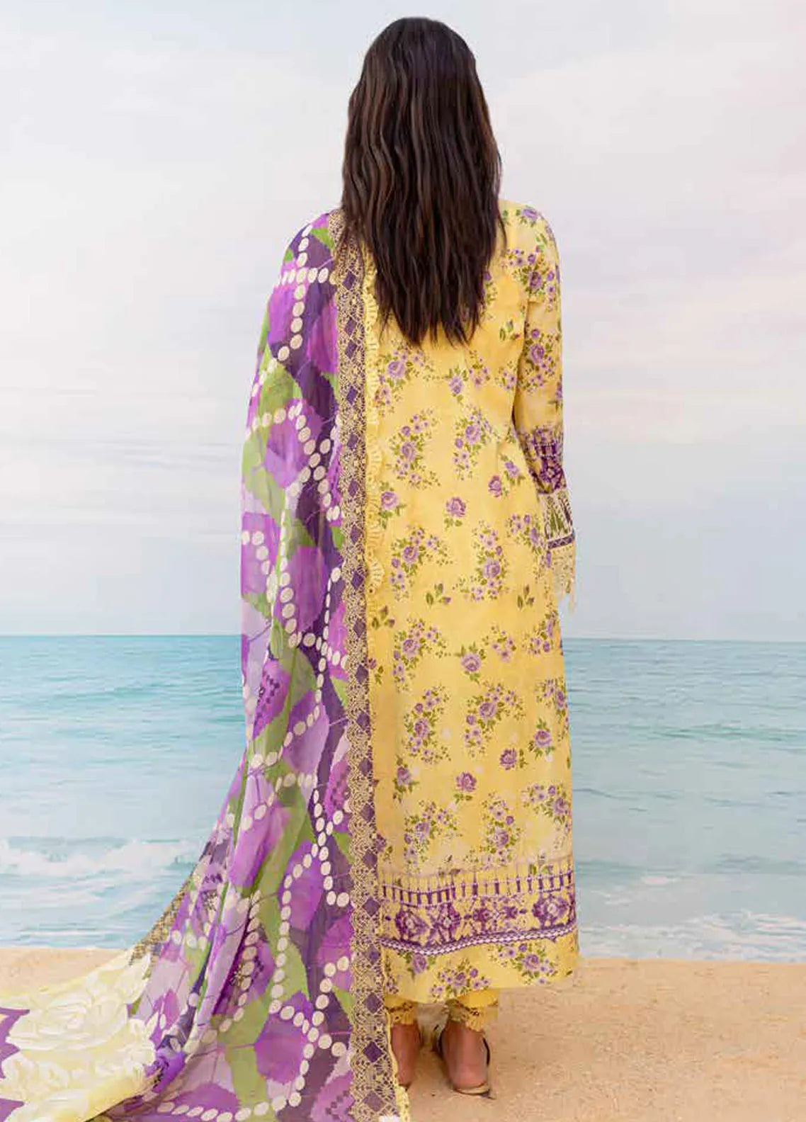 Nureh Yellow Digital Printed Lawn Collection Replica